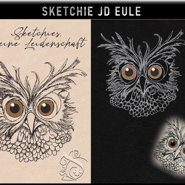 Stickdatei -JD Eule -No.33 Sketchies meine Leidenschaft