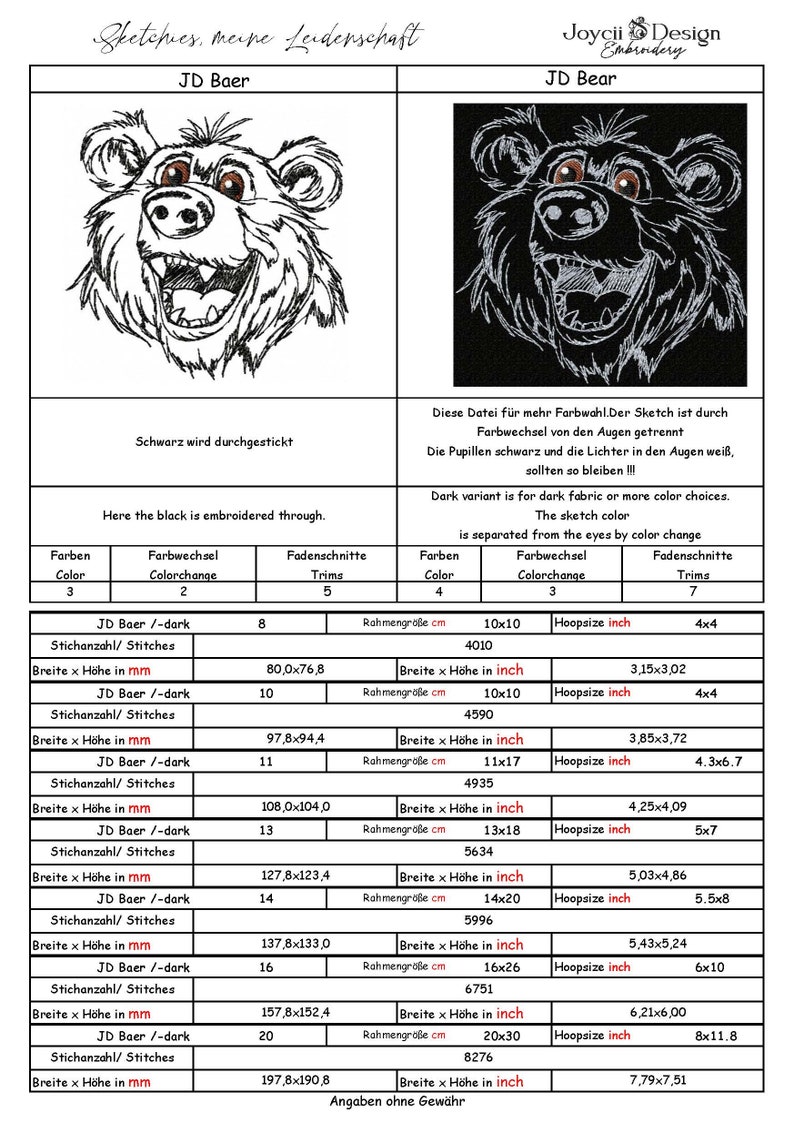 Stickdatei JD Baer No.51 Sketchies meine Leidenschaft Bild 2