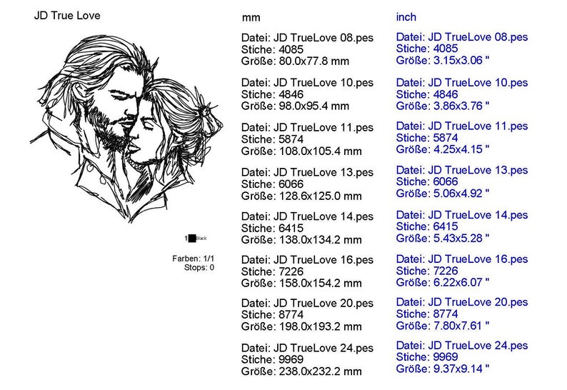 Stickdatei JD True Love-No 3 Love Sketchies meine Leidenschaft zdjęcie 2