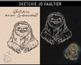 Stickdatei -JD Faultier-No.27 Sketchies meine Leidenschaft