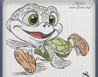 JD Running Luzie Stickdatei | Fitness Schnecke | Sketchiestyle | Joycii Design-AD 24 -Tierischer Sportkalender