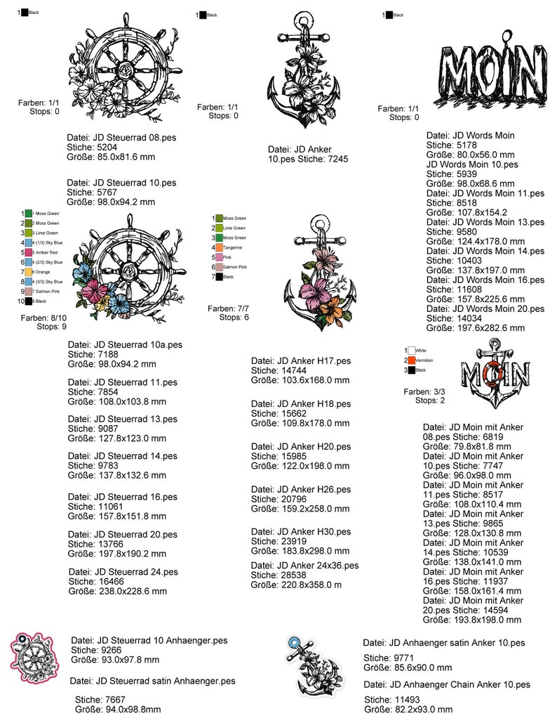 Stickdatei Bundle JD MOIN MOIN Sketchies meine Leidenschaft V3 Bild 2