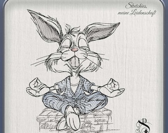 JD Yoga Hase – Stickdatei im Sketchiestyle | Tierischer Sportkalender | Joycii Design-AD 13 -Tierischer Sportkalender
