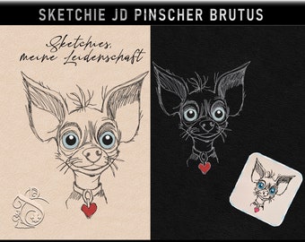 Stickdatei -JD Pinscher Brutus-No.14 Sketchies meine Leidenschaft