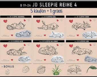 Embroidery file -JD Sleepies Series 4 --Bundle 5+1 Sketchies my passion *Sleepie 19-24*