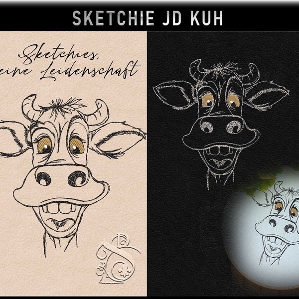 Embroidery file -JD Kuh-No.8 Sketchies my passion
