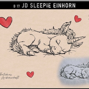 Embroidery file -JD Sleepie Unicorn B17 Sketchies my passion