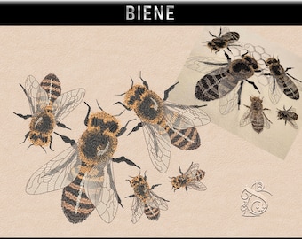 Stickdatei Biene in 5 Größen (Tipp: Datei ist im Bienenstock enthalten)