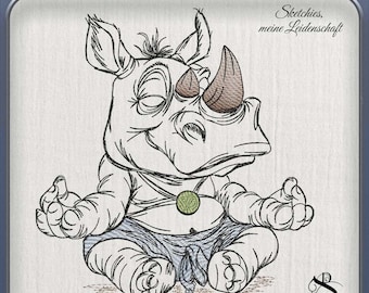 JD Nashorn OM Stickdatei | Yoga Nilpferd | Sketchiestyle | Joycii Design-AD 16 -Tierischer Sportkalender