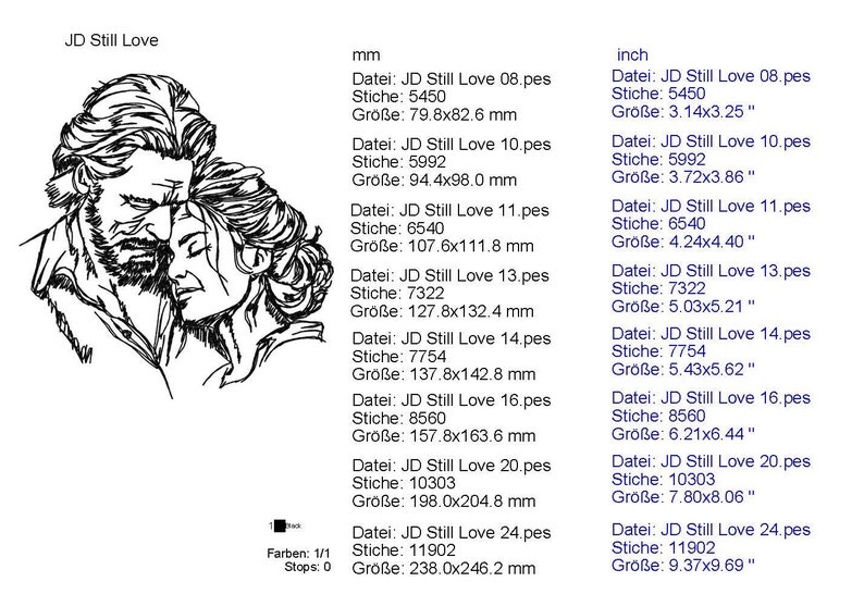 Fichier de broderie JD Still Love-No 4 Love Sketchies ma passion image 2