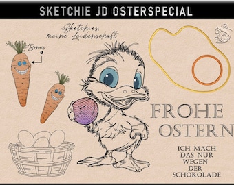 Stickdatei -JD 3 Special Ostern ***Sketchies meine Leidenschaft