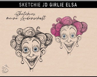Stickdatei -JD Girlie Elsa - Sketchies meine Leidenschaft - Charakter Nr. 4