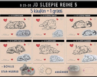 Embroidery file -JD Sleepies Series 5 --Bundle 5+1 Sketchies my passion *Sleepie 25-30*