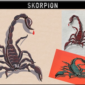 Scorpio embroidery file in 4 different sizes