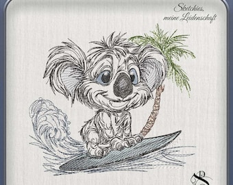 JD Koala Surfer – Koalabaer | Sketchiestyle | Joycii Design-AD 34 -Tierischer Sportkalender