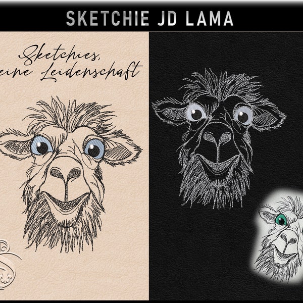 Stickdatei -JD Lama-No.28 Sketchies meine Leidenschaft
