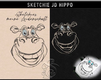 Stickdatei -JD Hippo-No.2  Sketchies meine Leidenschaft