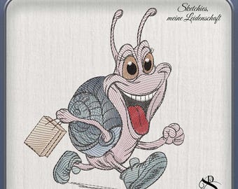 JD Shoppingrun Stickdatei | Fitness Schnecke | Sketchiestyle | Joycii Design-AD 23 -Tierischer Sportkalender