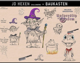 Embroidery file -JD SA 6 Halloween witch kit ***Sketchies my passion