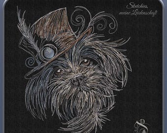 Stickdatei JD Dark Havaneser HA 2 - Stickdatei für schwarzen Stoff- Joycii Design