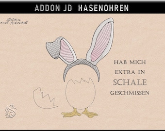 Embroidery file -JD rabbit ears and eggshell- Addon No.3 - Sketchies my passion