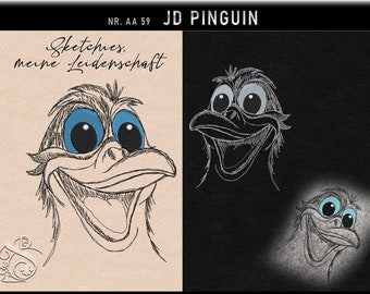 Embroidery file -JD Penguin-No.59 AA Sketchies my passion