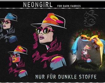 JD Neongirl Stickdatei für dunkle Stoffe !!!