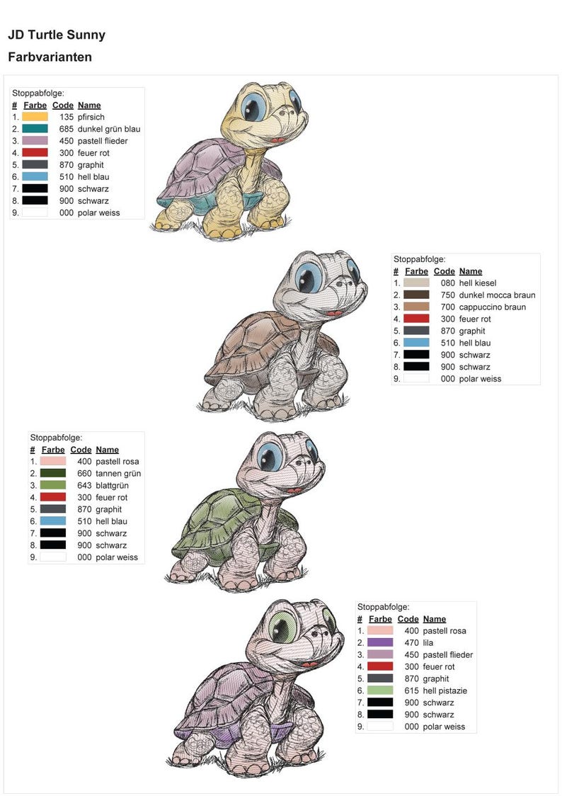 Embroidery File -JD Turtle Sunny -no. AA68 - Etsy