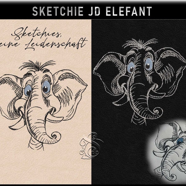 Stickdatei -JD Elefant-No.5 Sketchies meine Leidenschaft