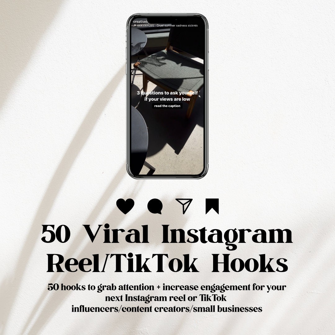 50 Viral Instagram Reel/tiktok Hooks, Influencer, Entrepreneur, Small