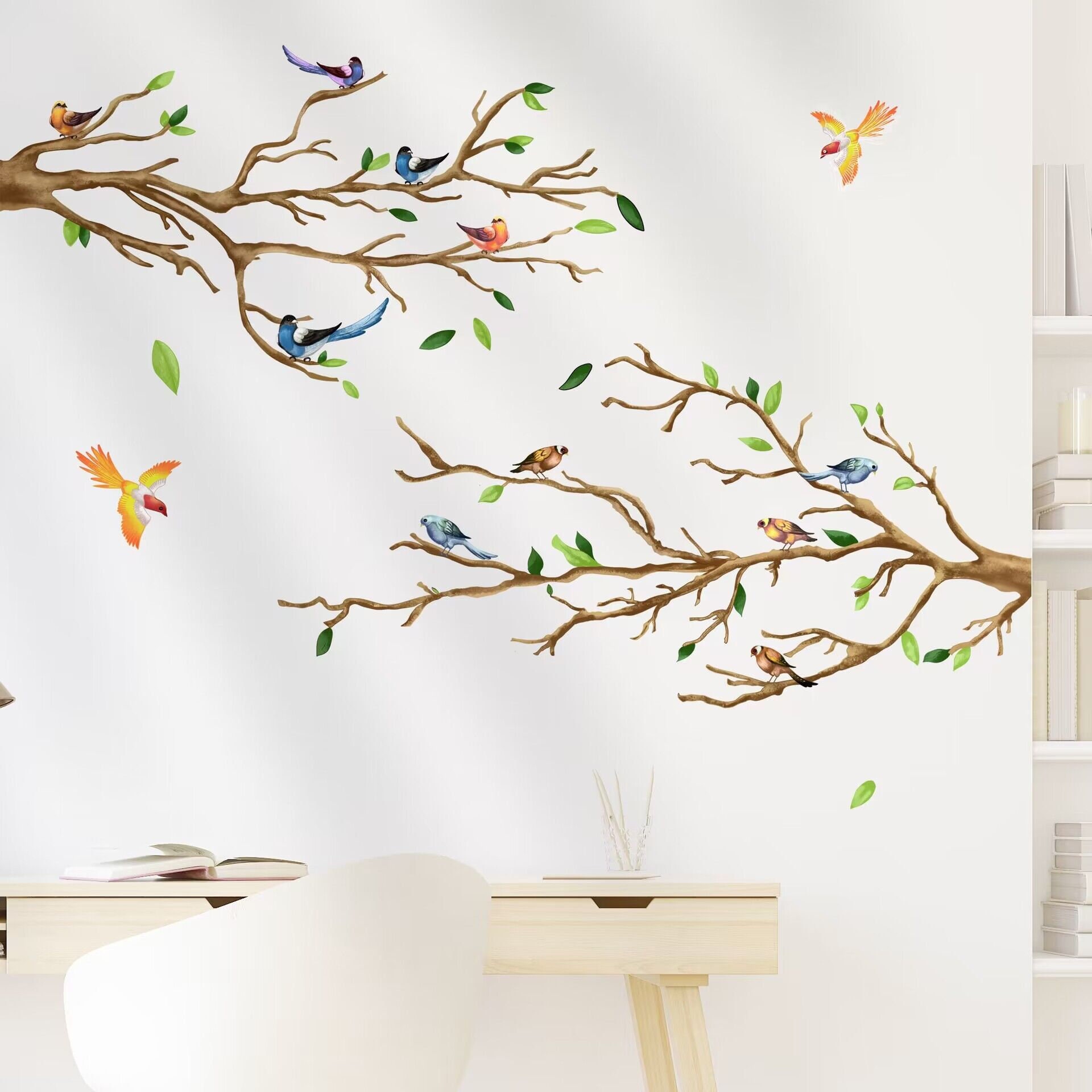 Branch Decals Plant Branches and Bird Wall Stickers Animal Bird Wall ...