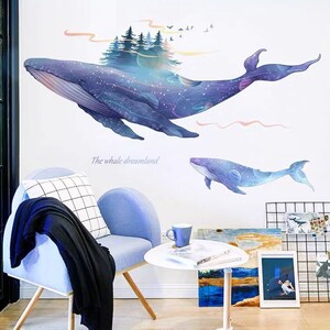 Wall Decal for Nursery,Dolphin Wall Sticker,Dolphin Sea World,Paint Watercolour Sticker, Wall Decor Kids ,Self Adhesive Wall Decal