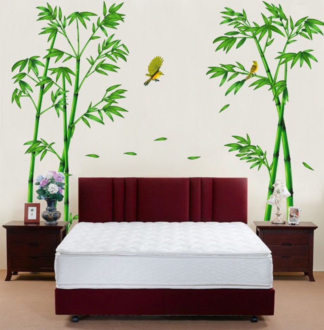 Bamboo and Bird Wall Stickers, Bamboo Wall Stickers, Bird Stickers, Living Room Bedroom Decals