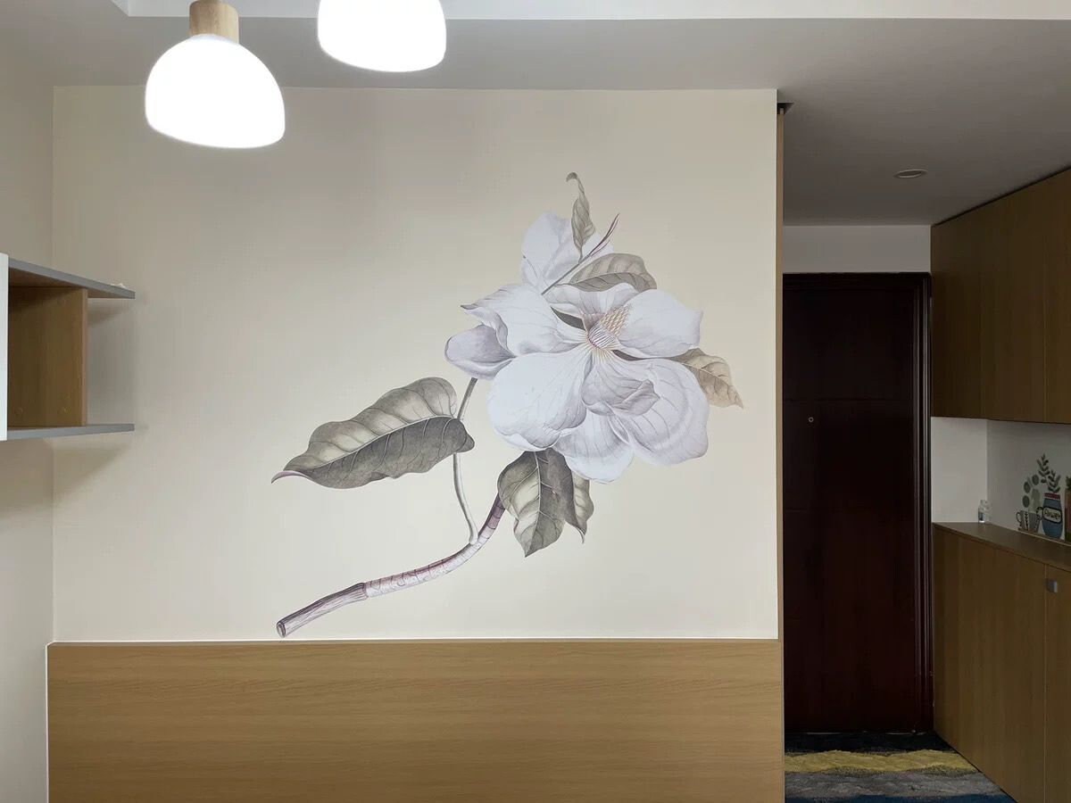 Retro Large White Flower Stickers Plant Orchid Wall Stickers Etsy