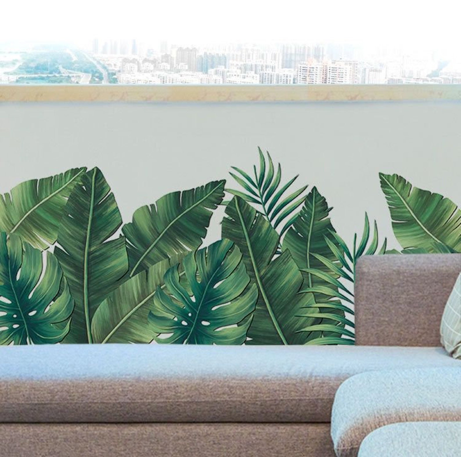 Saleplant Big Leaf Wall Sticker Tropical Rainforest Banana Etsy