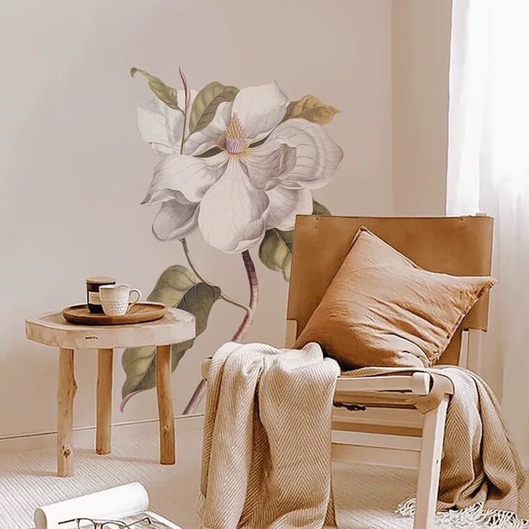 Retro Large White Flower Stickers Plant Orchid Wall Stickers Etsy