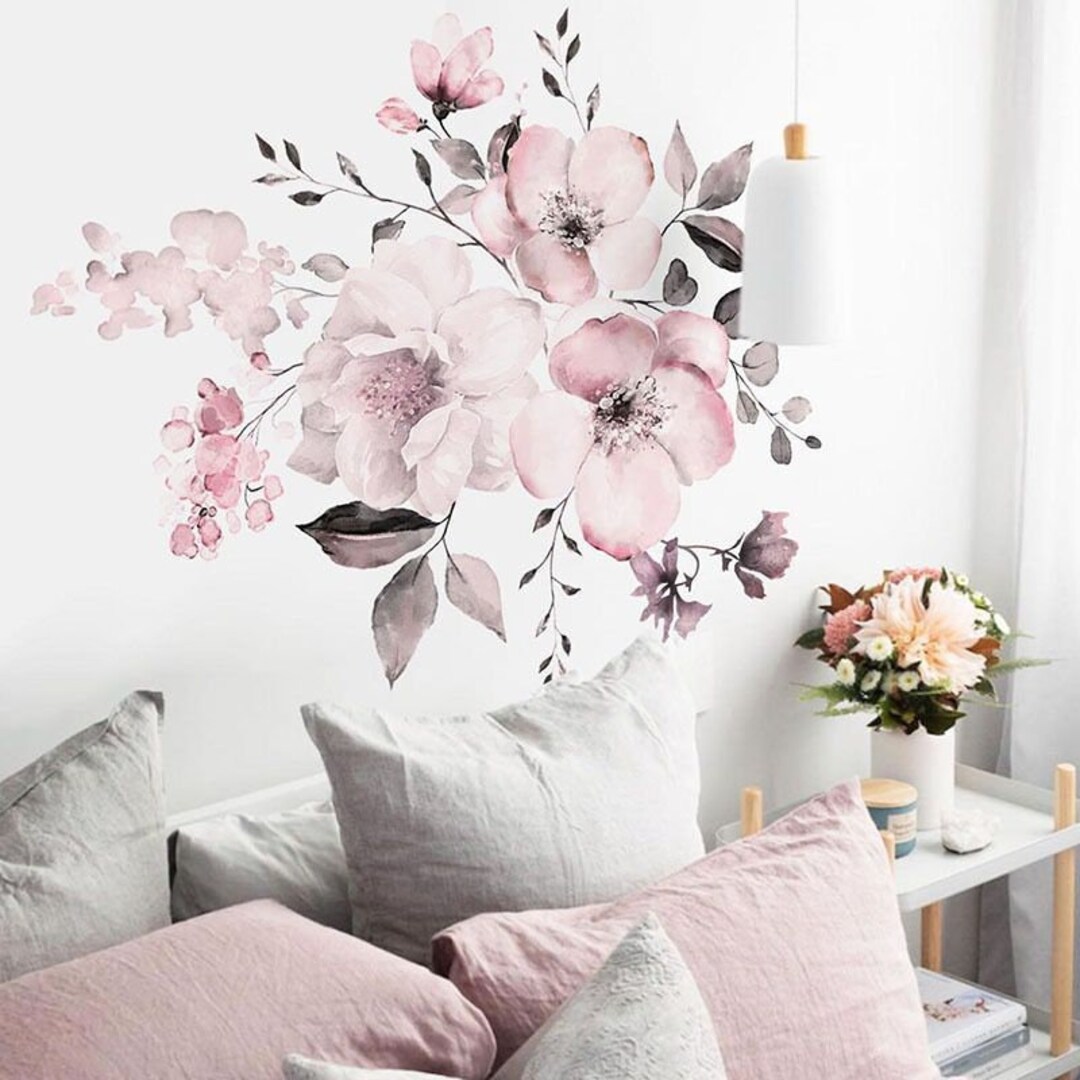 Flower Wall Decal Peony Decals for Bedroom Baby Room Peonies Decal ...