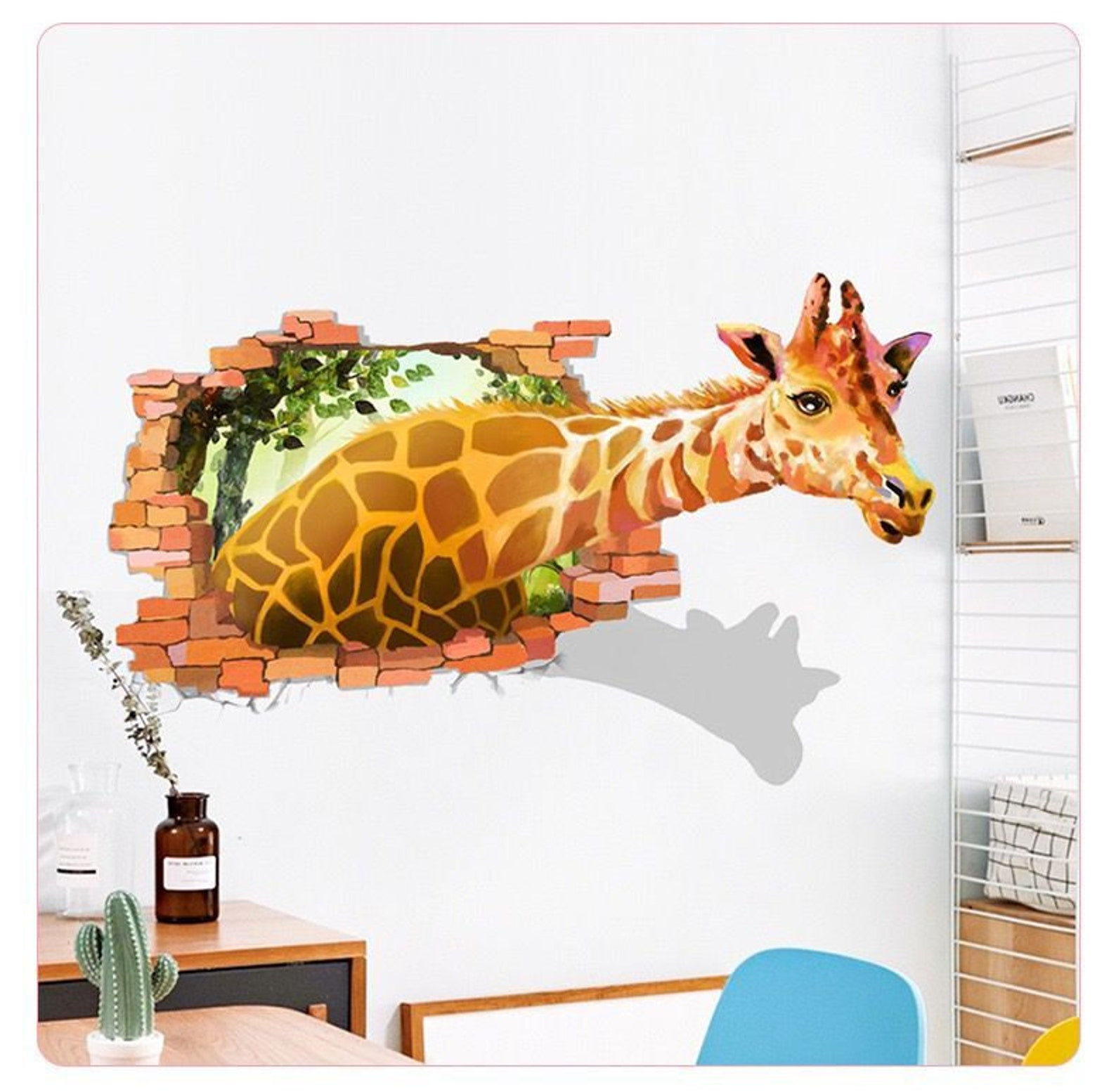 3D Broken Wall Giraffe Decals Giraffe Wall Stickers Etsy