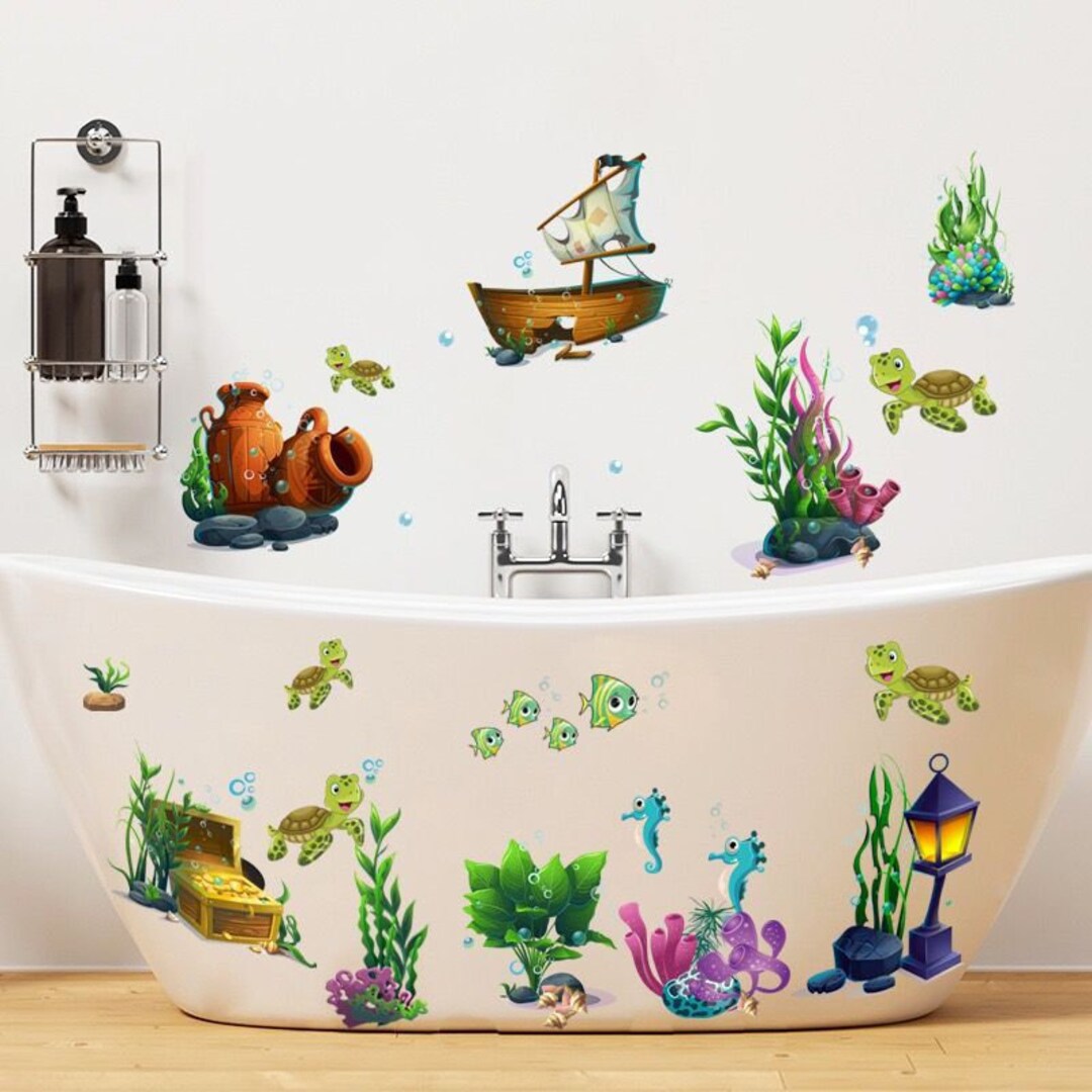 Seagrass Decals Ocean Fish Stickers Colorful Jellyfish Wall Stickers