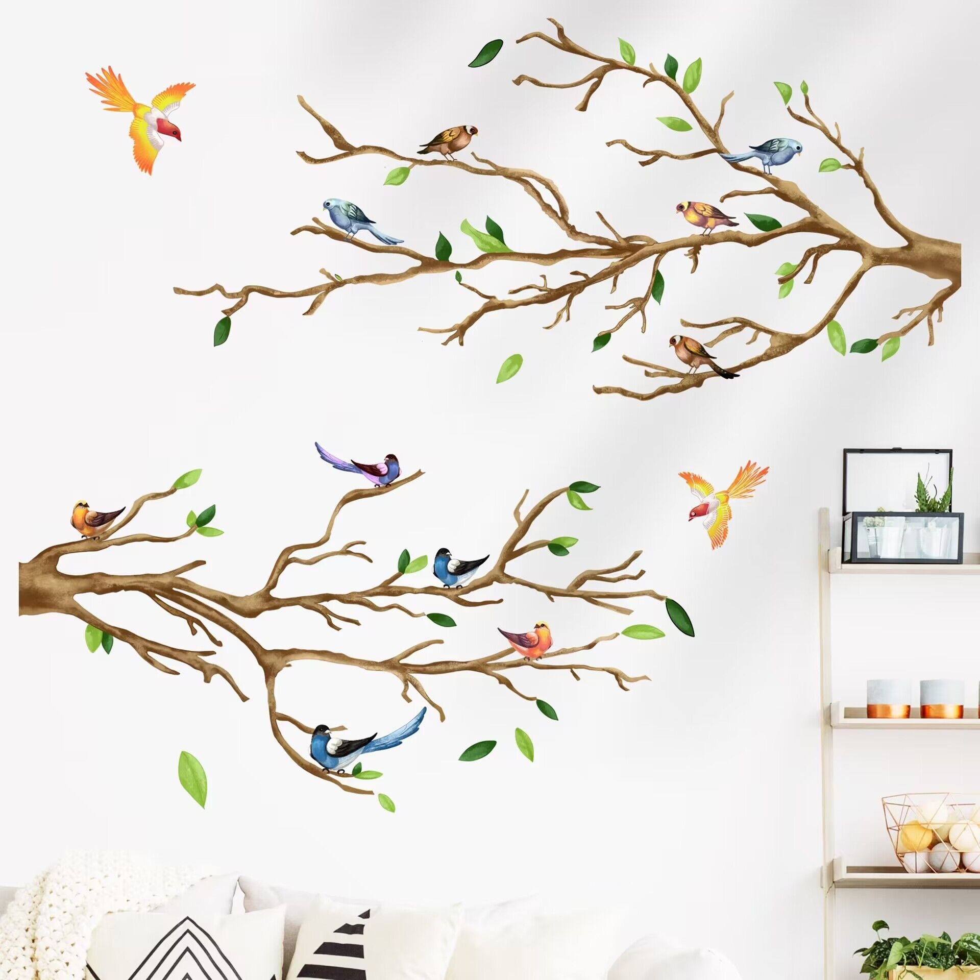 Branch Decals Plant Branches and Bird Wall Stickers Animal Bird Wall ...