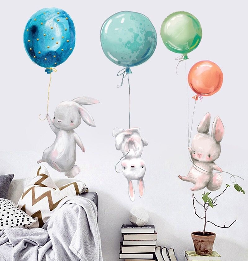 Elefante con conejo y globo pegatinas animales murales para | Etsy