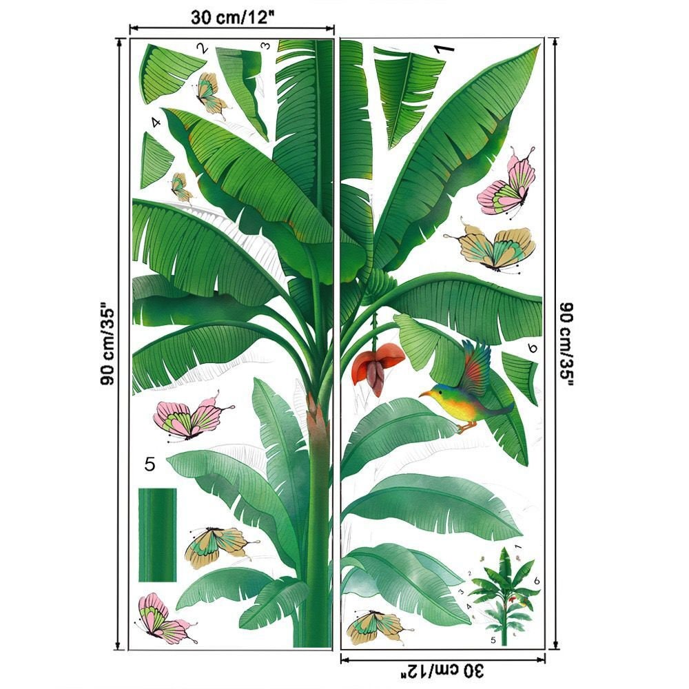 Tropical Plant Leaf Sticker Plant Banana Leaf Wall Sticker a Banana
