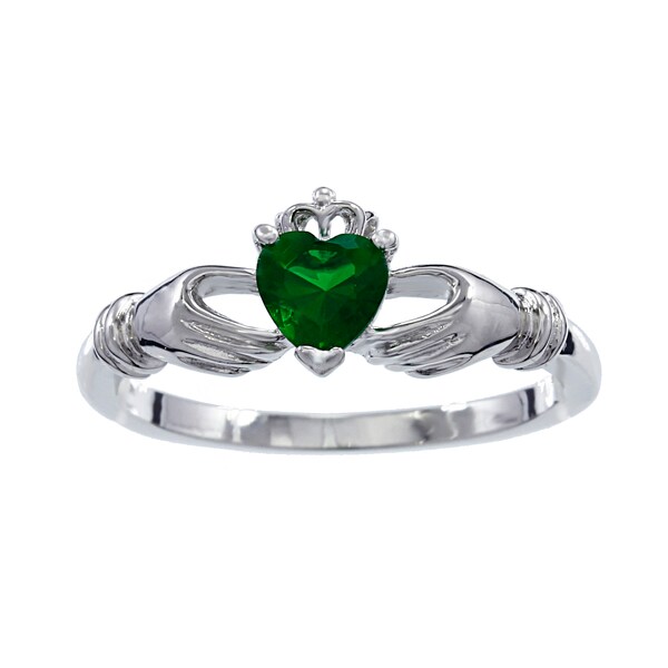 925 Sterling Silver Claddagh Ring,Irish Claddagh Ring With Emerald Green Cubic Zirconia,Sterling Silver Celtic Ring ,925 Sterling Silver