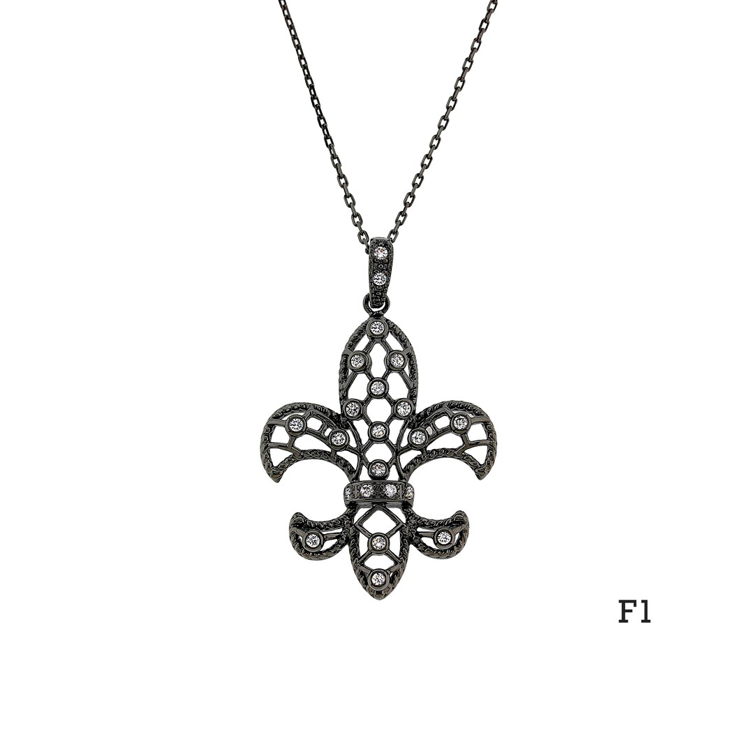 925 Sterling Silver Fleur De Lis Necklacefleur De Lis Etsy