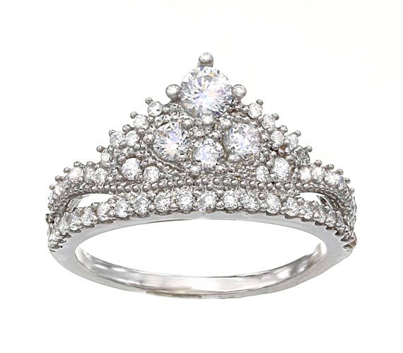 Sterling Silver Crown Ring promise Ring tiara Ring princess Ring