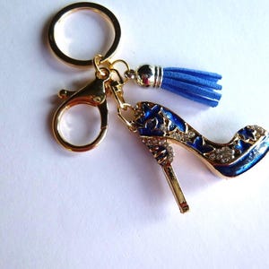 Personalized High Heel Keychain: Initial Charm, Tassel Accent