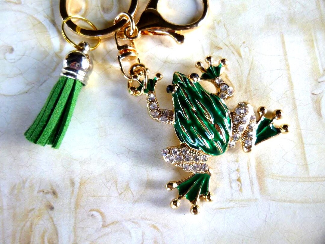 Rhinestone Frog Keychain: Personalized Initial Charm, Purse or Backpack ...