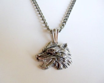 316 Surgical Stainless Steel Wolf Pendant Necklace, Wolf Chain Necklace, Wolf Leather Cord Necklace, Makes a Great Gift, Novelty, N-box