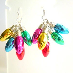 Christmas Tree Lights Dangle Earrings: Holiday Spirit, BX