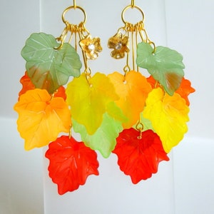 Autumn Leaves Dangle Earrings, Get Ready for Fall with These Colorful Leaves Dangle Earrings, Multi - Colored Leaves, E464